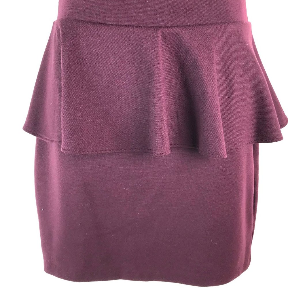 Burgundy Peplum Short Skirt